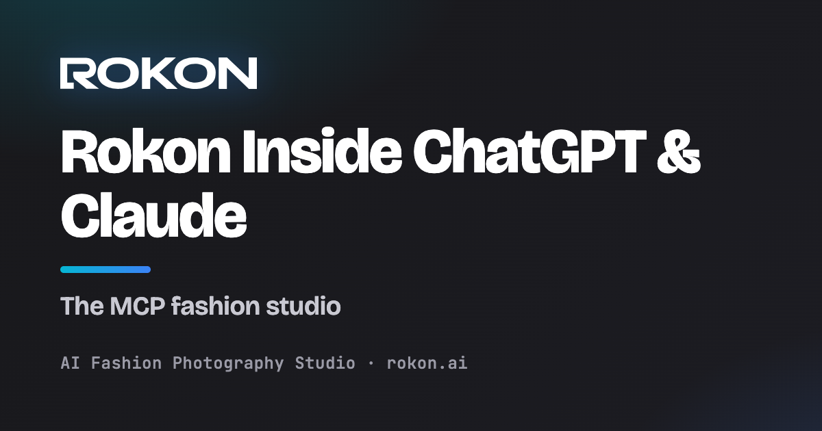 صورة غلاف أنشئ صور منتجاتك من داخل ChatGPT أو Claude عبر خادم MCP من ركن — Rokon.ai